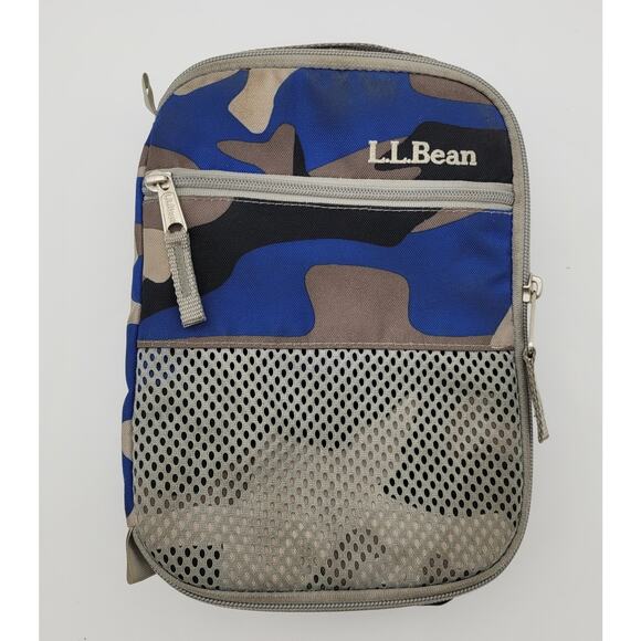 LL Bean Blue Urban Camo Insulated Lunch Bag Cooler Tote Picnic All Around Zipper - Picture 2 of 16